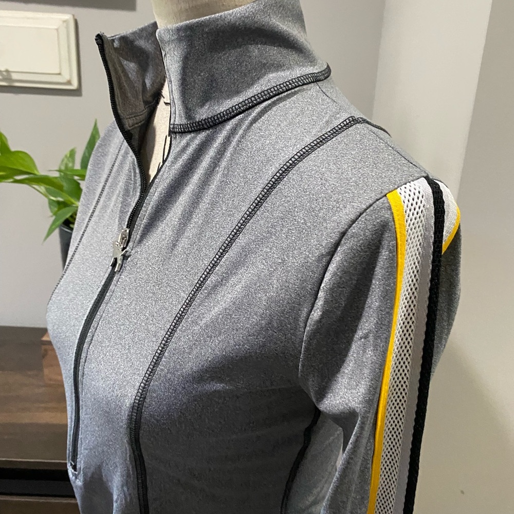 PINK Victoria Secret long-sleeve, half zip jacket- grey, yellow. Women’s size S - Picture 11 of 16